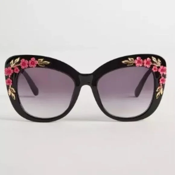 Torrid- Rosette Cateye Sunglasses- Black - Picture 1 of 7